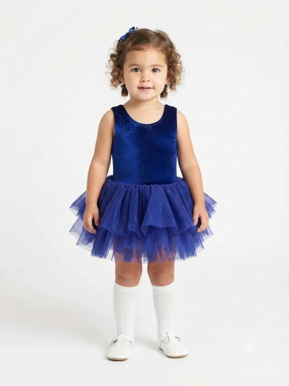 Plum Girls 4Y Royal Blue Velvet Sparkle Tutu Leotard Dress